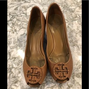 Tory Burch peep toe wedges